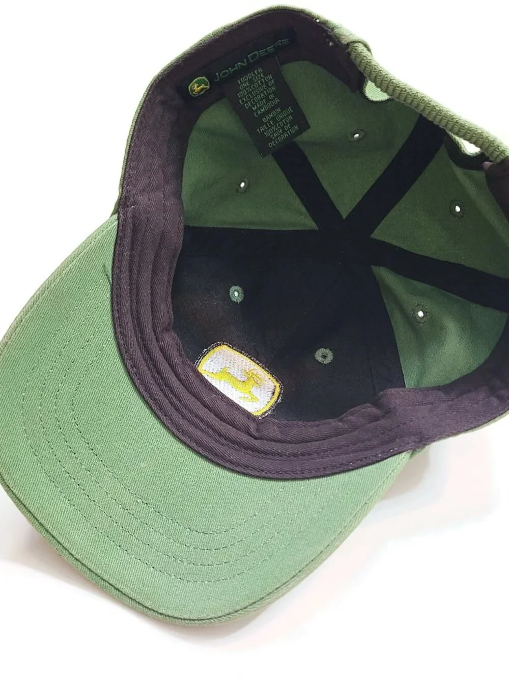 John Deere Toddler One Size Green Baseball Hat Cap Embroidered Logo Elastic Back